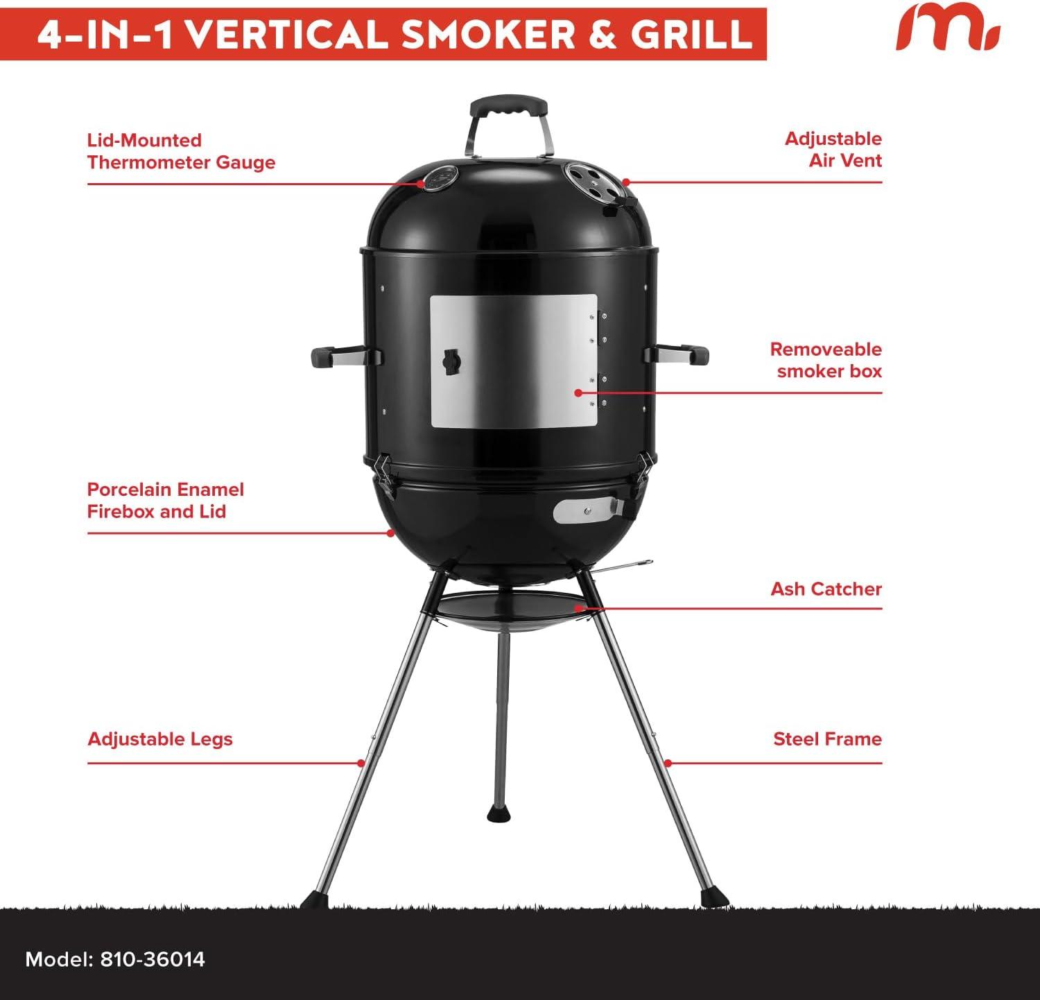 Megamaster Megamaster 4-in-1 Vertical Smoker and Charcoal Kettle Grill