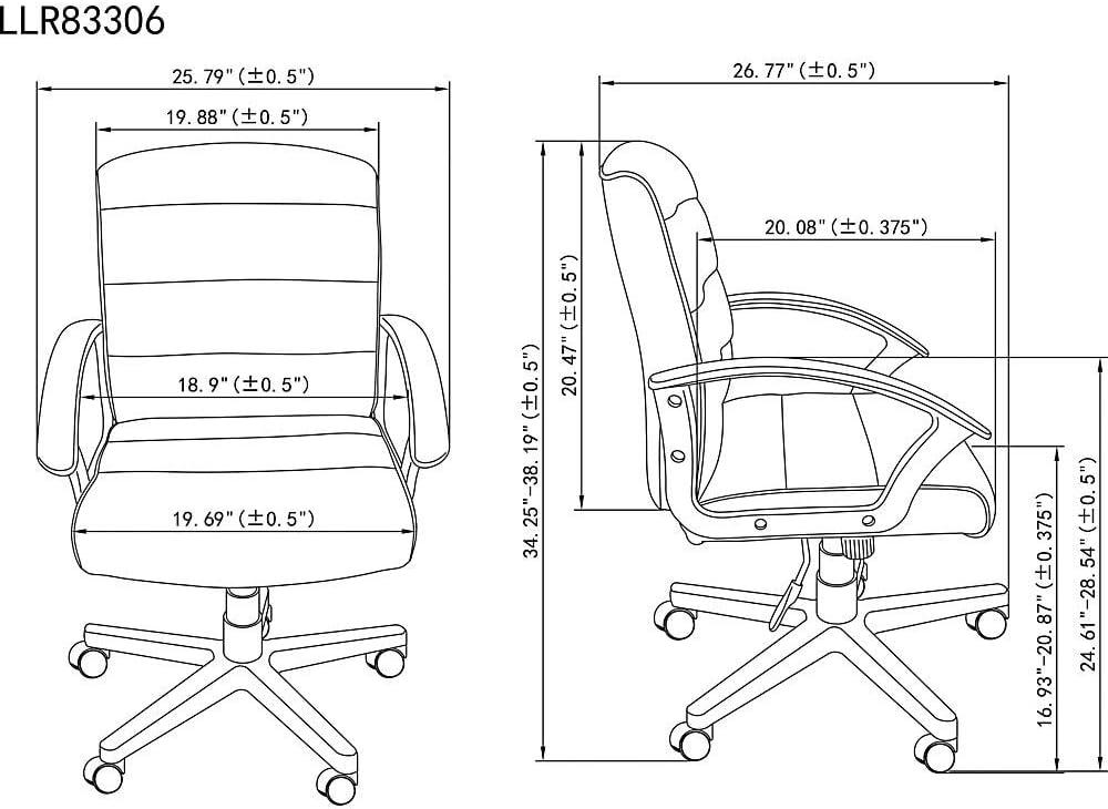 ErgoFlex 25.6" Black Fabric Swivel Task Chair with Slope Arms