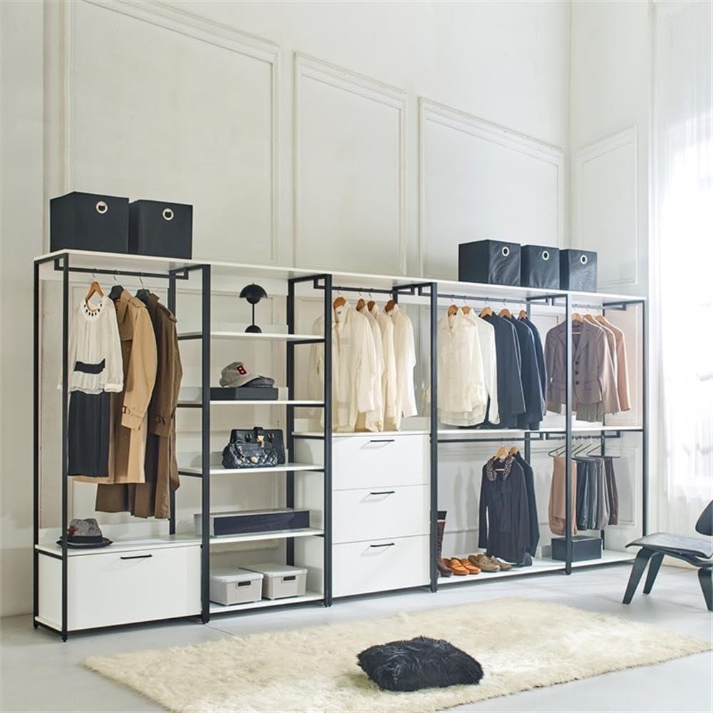 Fiona Wood and Metal Walk-in Closet with Three Drawers