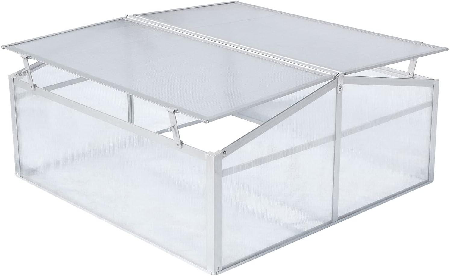 Hanover 39-In. Double Garden Bed Cold Frame Mini-Greenhouse Plant Protector - Lightweight and Portable