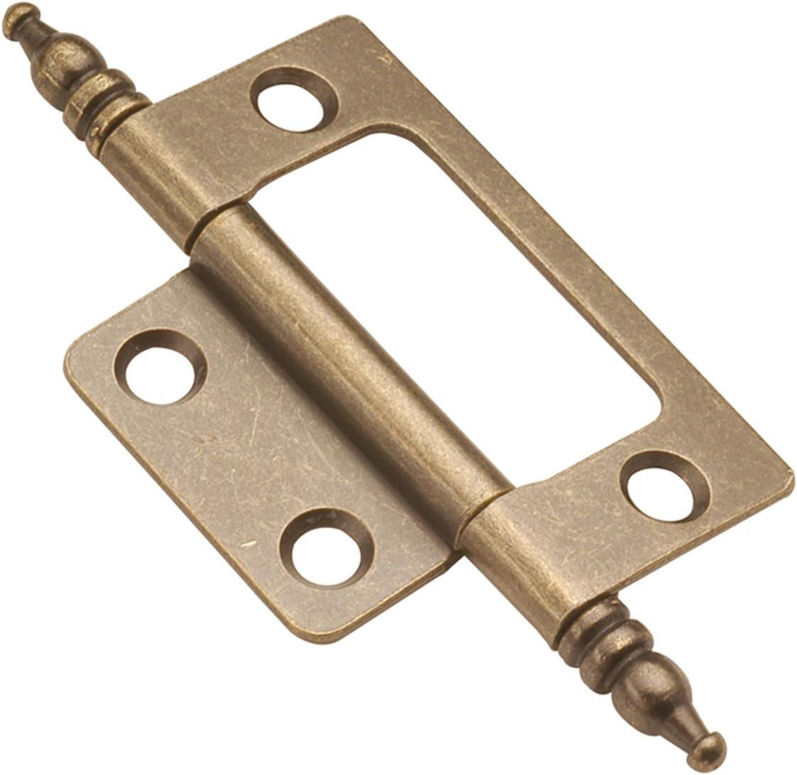 Antique Brass Self Mortise Cabinet Hinges, 2-Pack