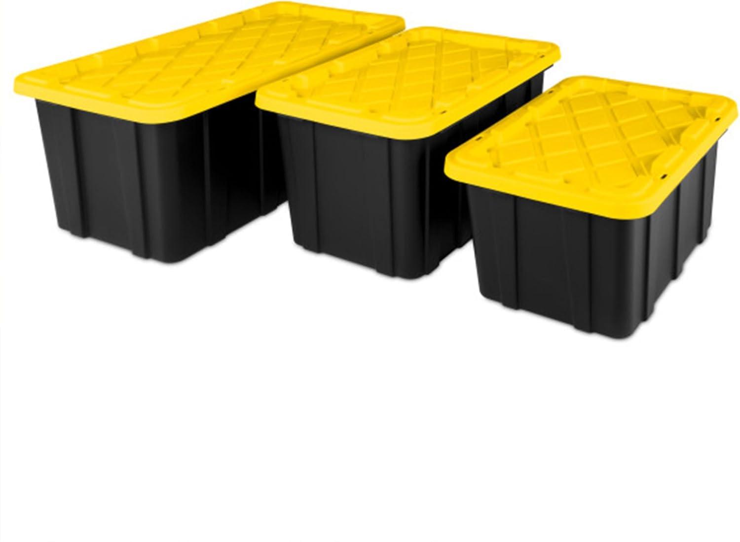 Sterilite 17 Gallon Industrial Stackable Storage Tote Lidded Containers, 6 Pack