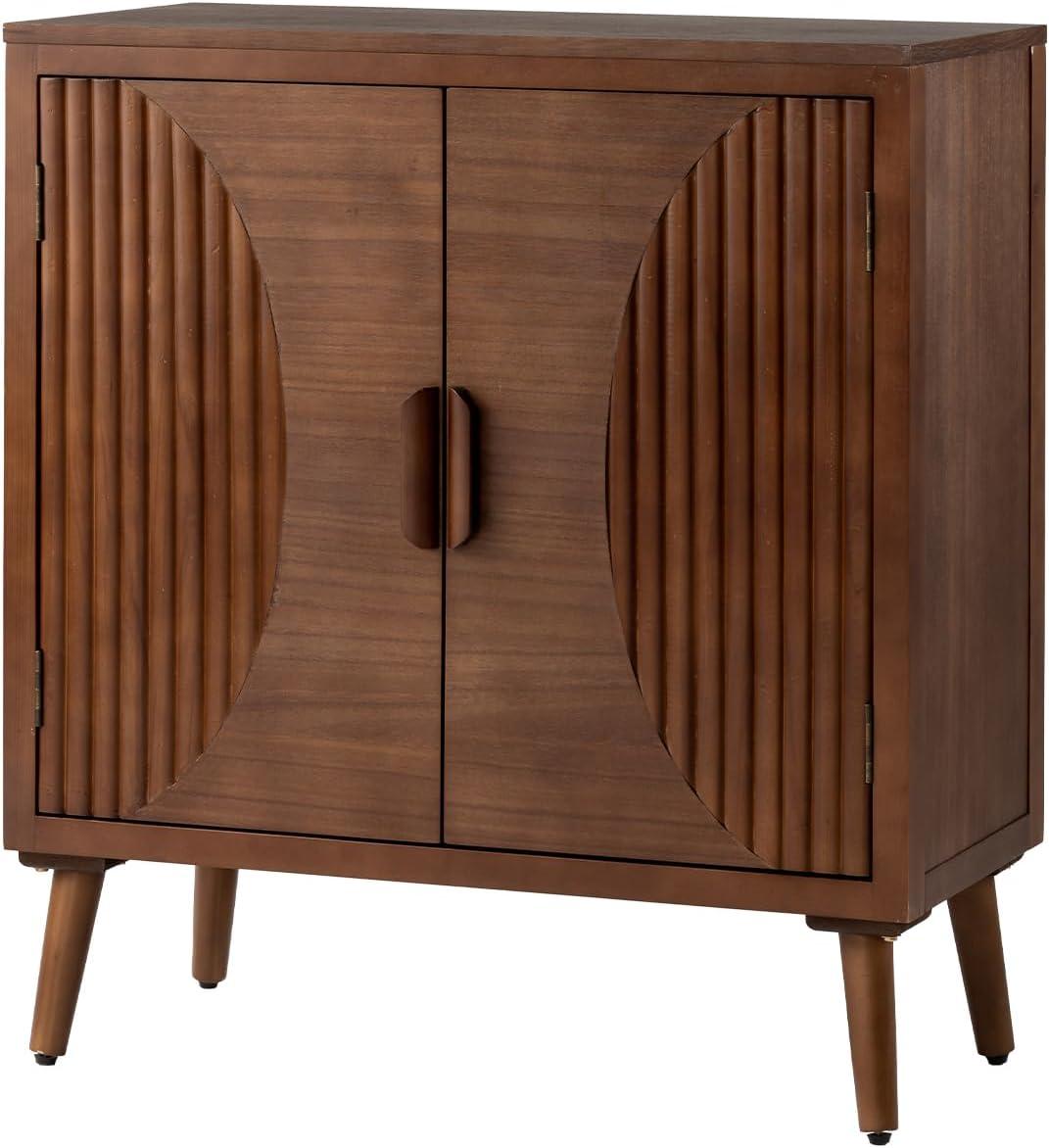 Brown MDF Modern Accent Cabinet with Doors and Shelves