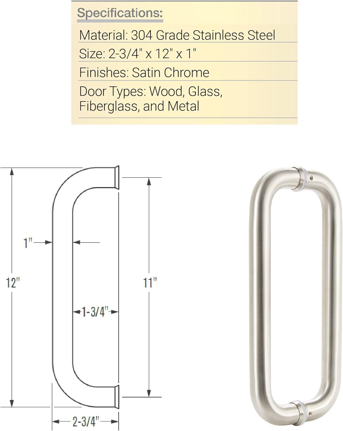 Brinks 12" Satin Silver Stainless Steel Door Pull Handle