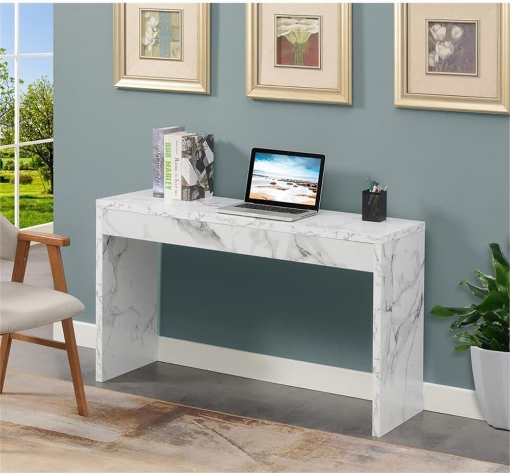Convenience Concepts Northfield Hall Console Table/Desk, White Faux Marble