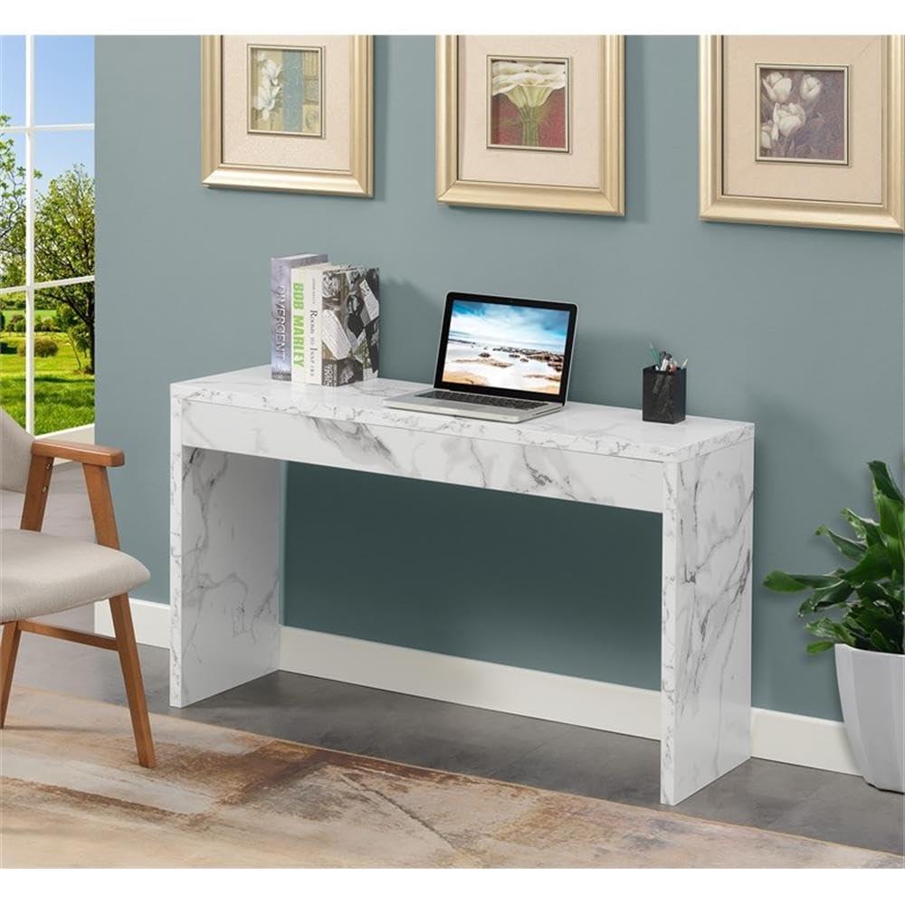 Convenience Concepts Northfield Hall Console Table/Desk, White Faux Marble