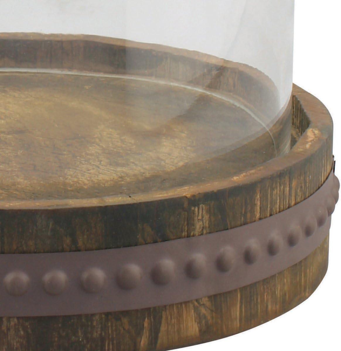 Medium Rustic Wood with Bell Shaped Cloche