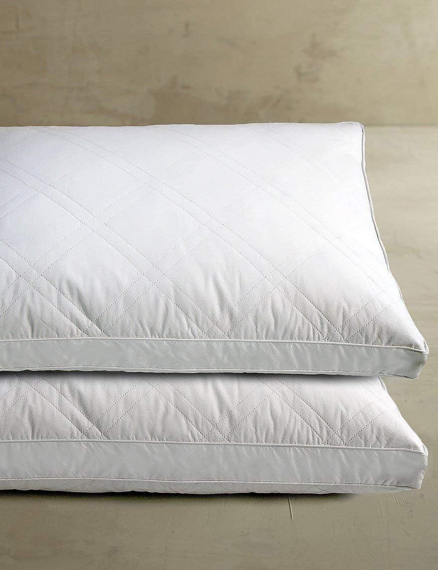 Medium Quilted White Goose Feather Down Pillow Set