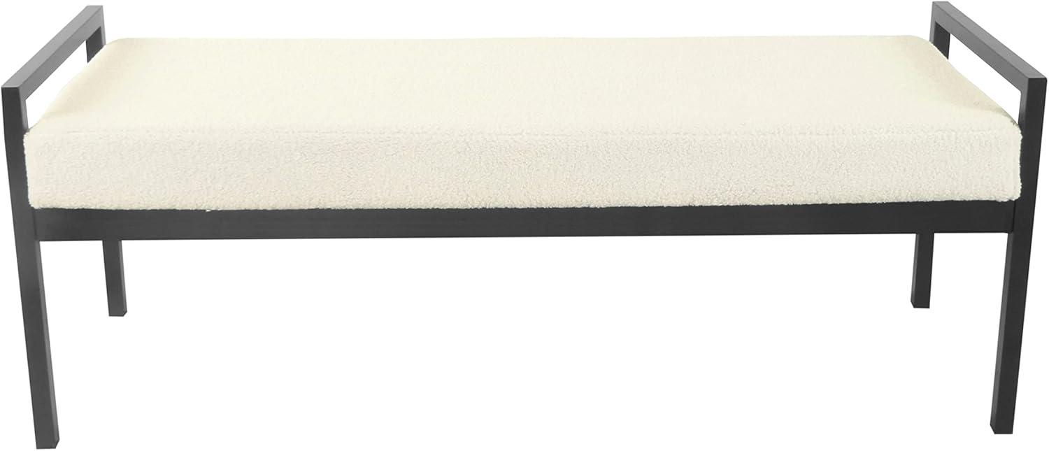 Modern Metal Faux Shearling Bench - HomePop