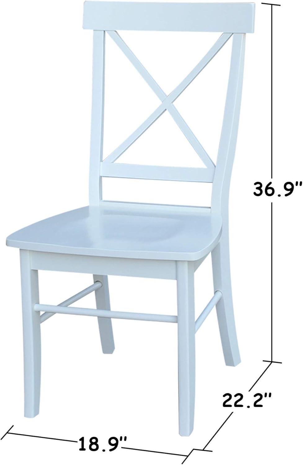 White High Cross Back Solid Wood Side Chair