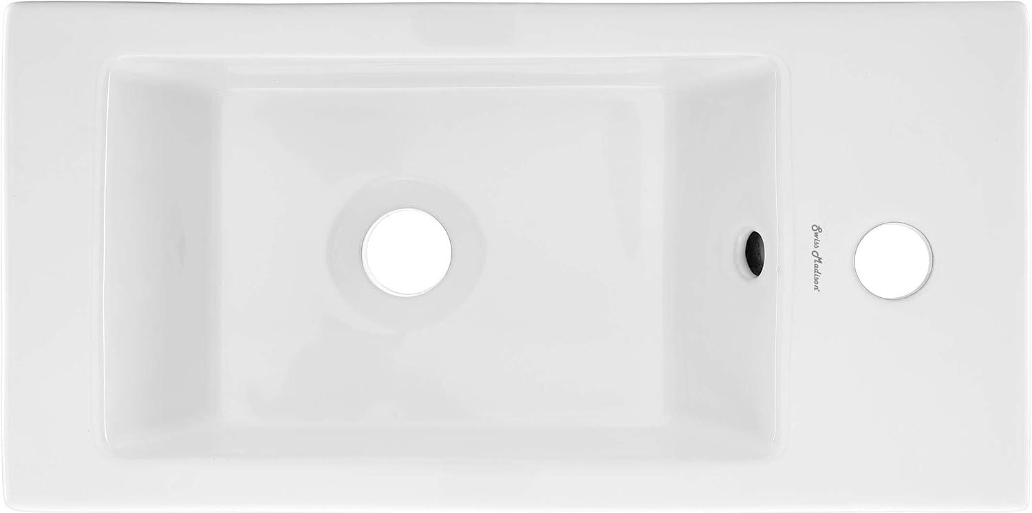 Voltaire Rectangular Ceramic Wall Hung Sink with Right Side Faucet Mount