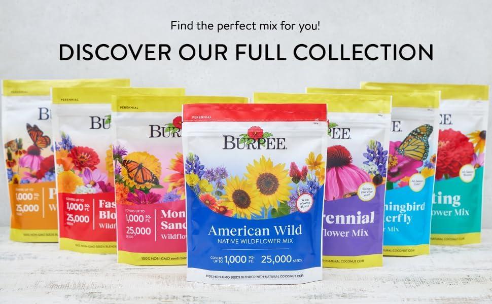 Burpee Hummingbird & Butterfly Mix Wildflower Seeds – Non-GMO, Attracts Pollinators, Annual & Perennial Flowers