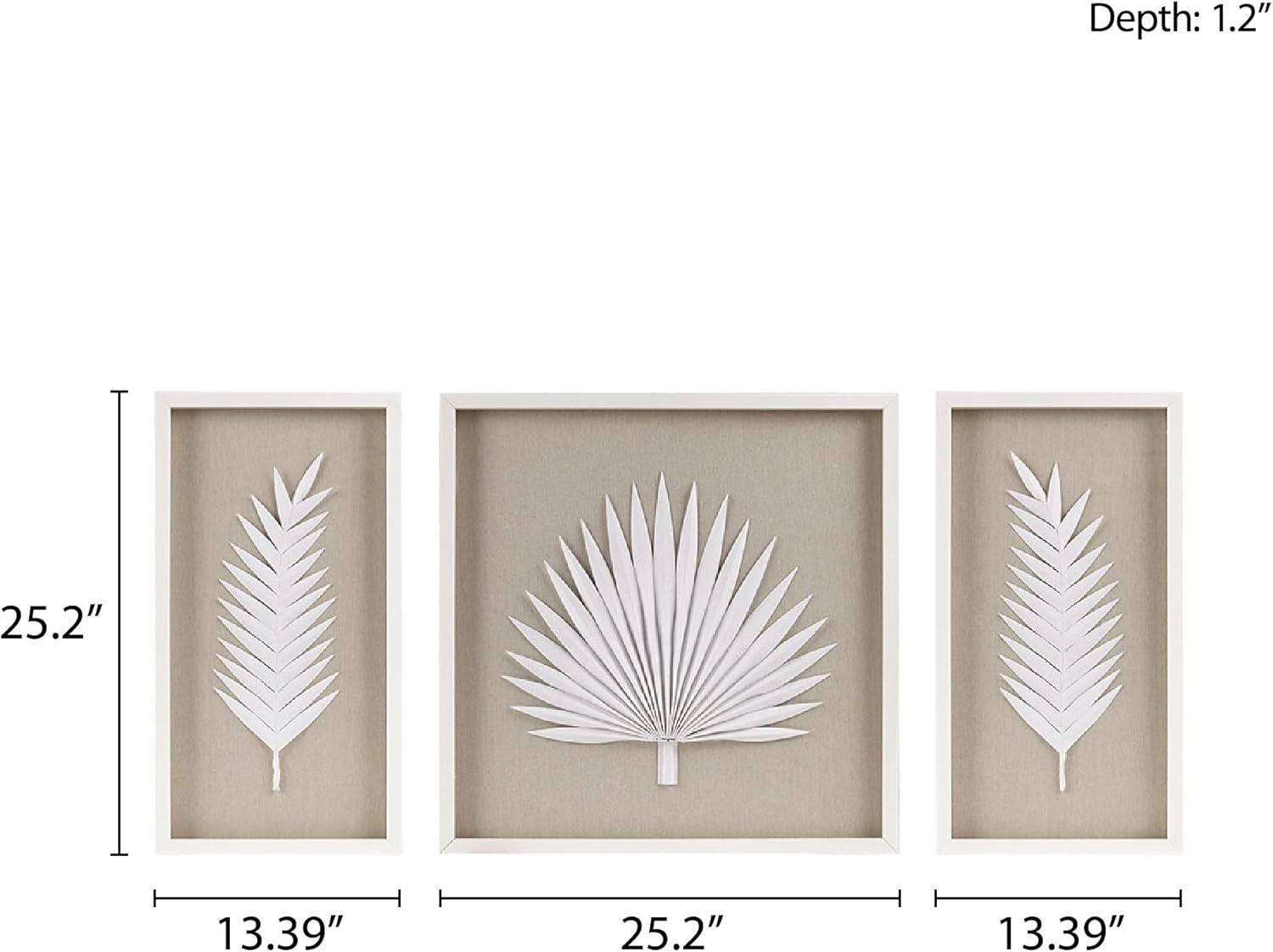 Sabal Framed Rice Paper Palm Leaves 3-piece Shadowbox Wall Décor Set