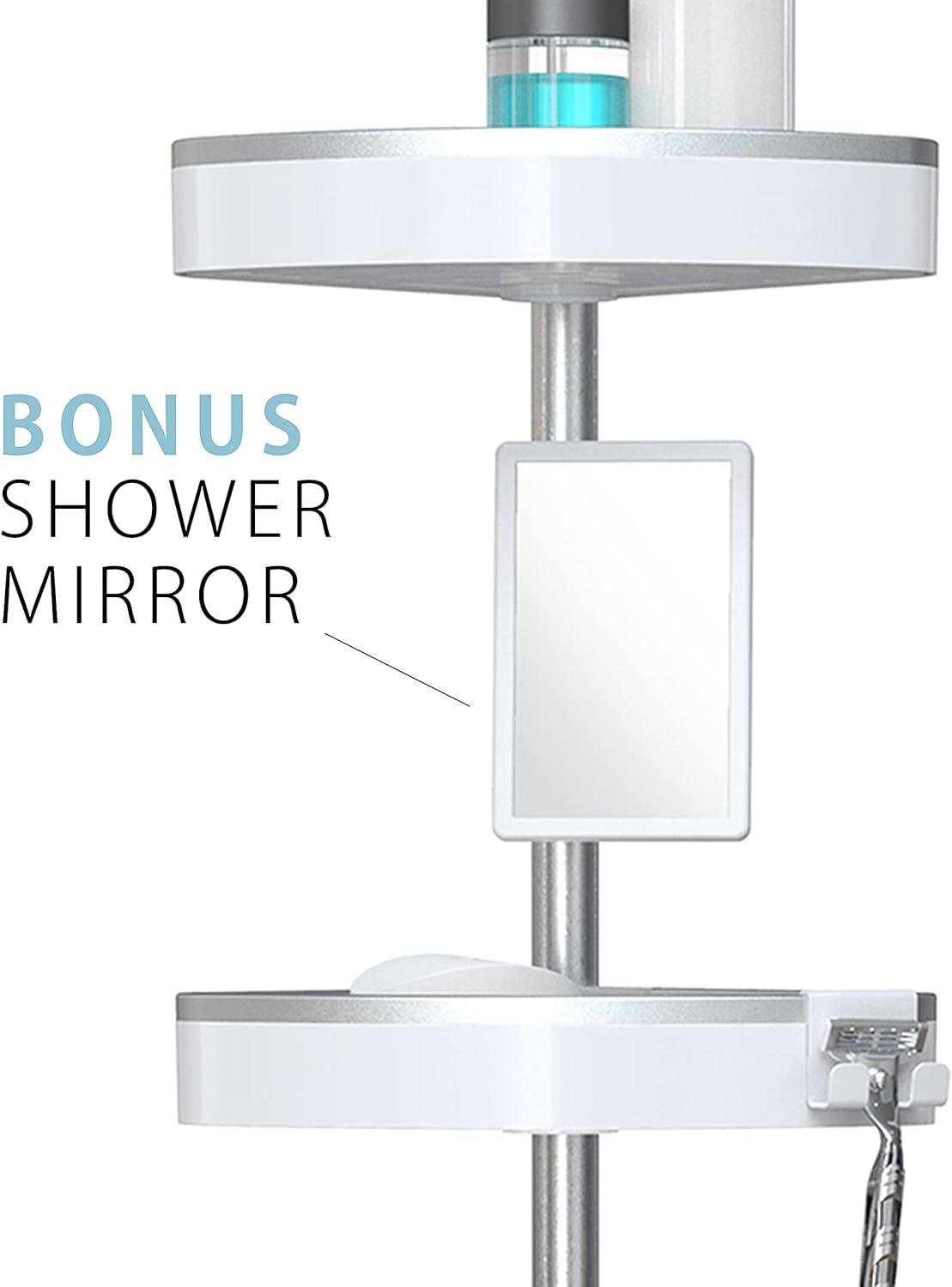 Better Living Products HiRISE 4 Tension Shower Caddy w/Mirror
