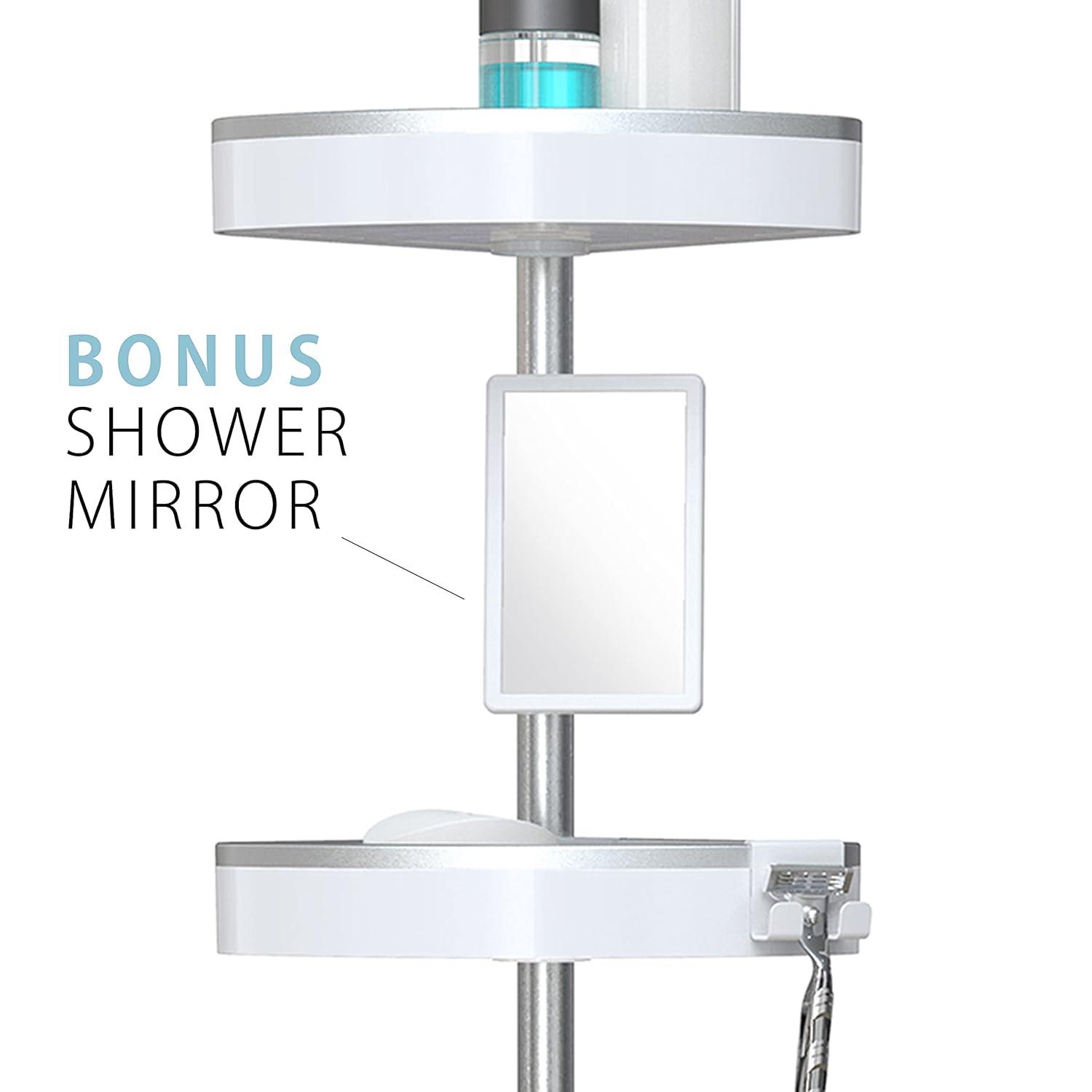 Better Living Products HiRISE 4 Tension Shower Caddy w/Mirror