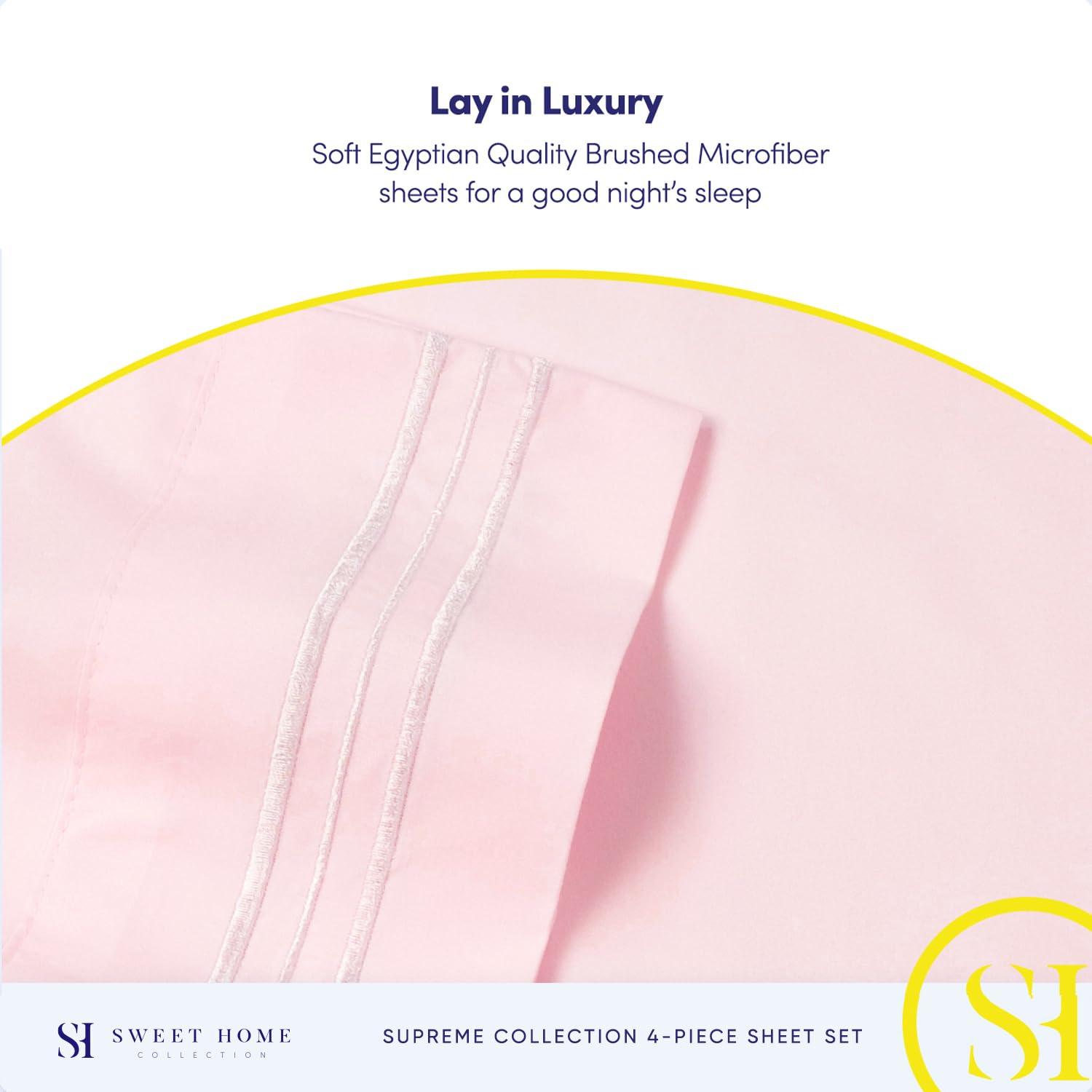 Sweet Home Collection Luxurious Classic Soft Solid 1800 Series Microfiber Sheet Set, Various Colors and Sizes