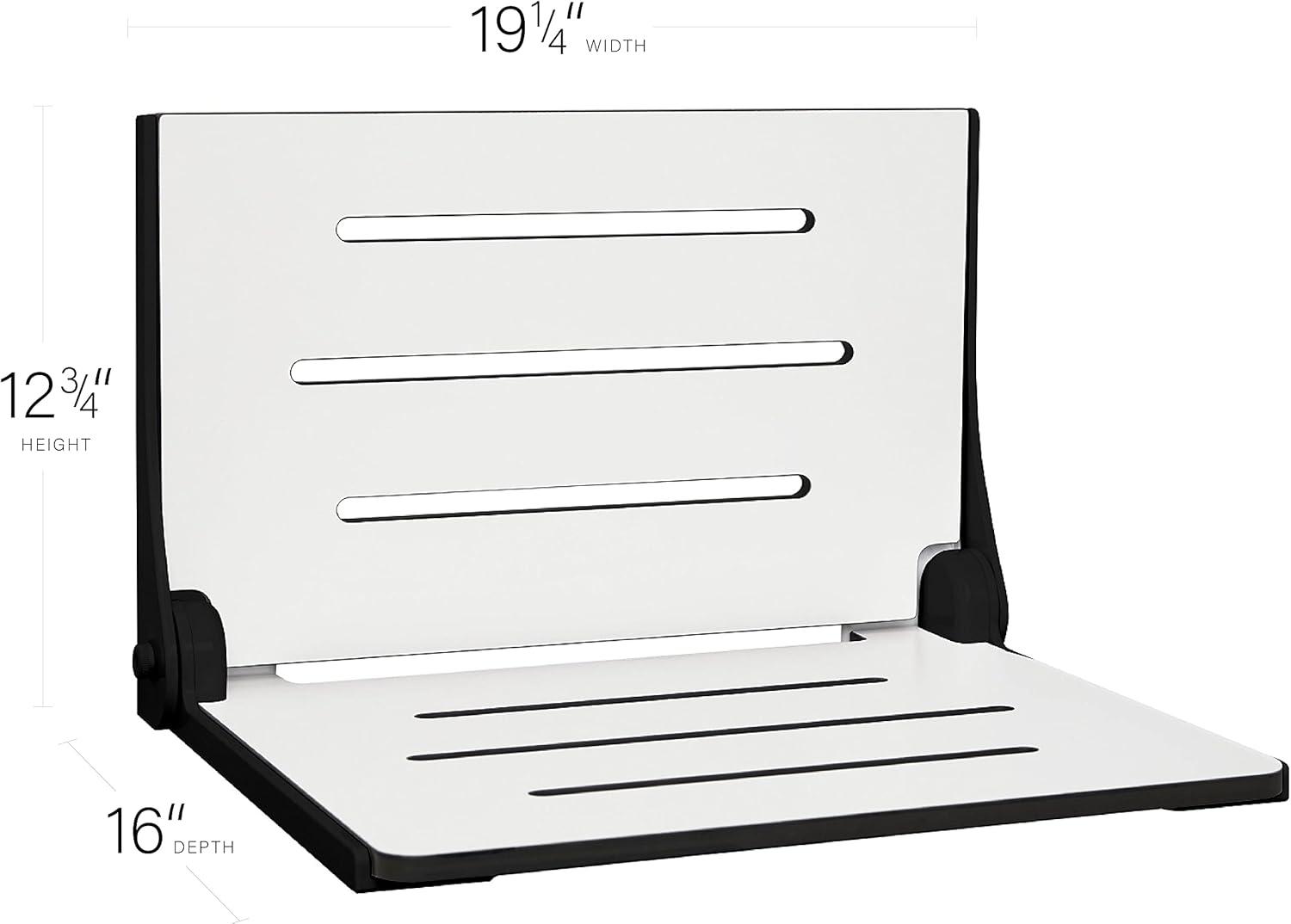 White and Black Wall-Mounted Folding Shower Seat