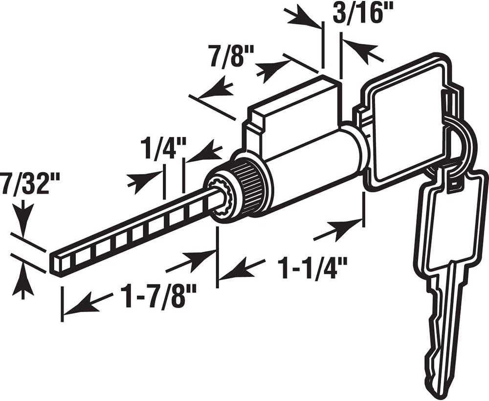 Brass and Steel Keyed Patio Door Cylinder Lock