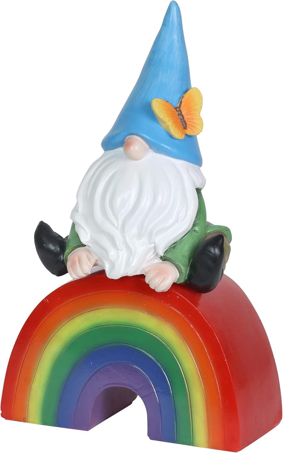 Exhart Gnome on a Glowing Rainbow Statuary with Automatic Timer, 7 by 11.5 Inches