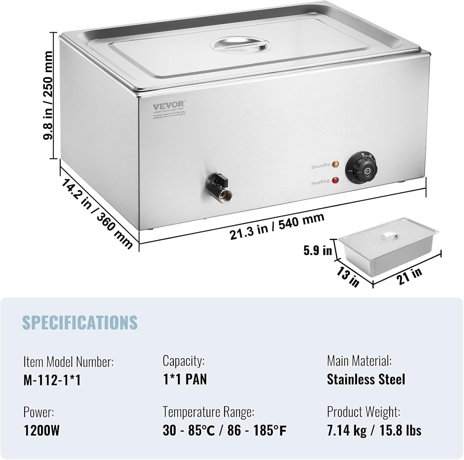 Latitude Run® Commercial Electric Food Warmer Countertop Buffet 1*19Qt Pan Bain Marie