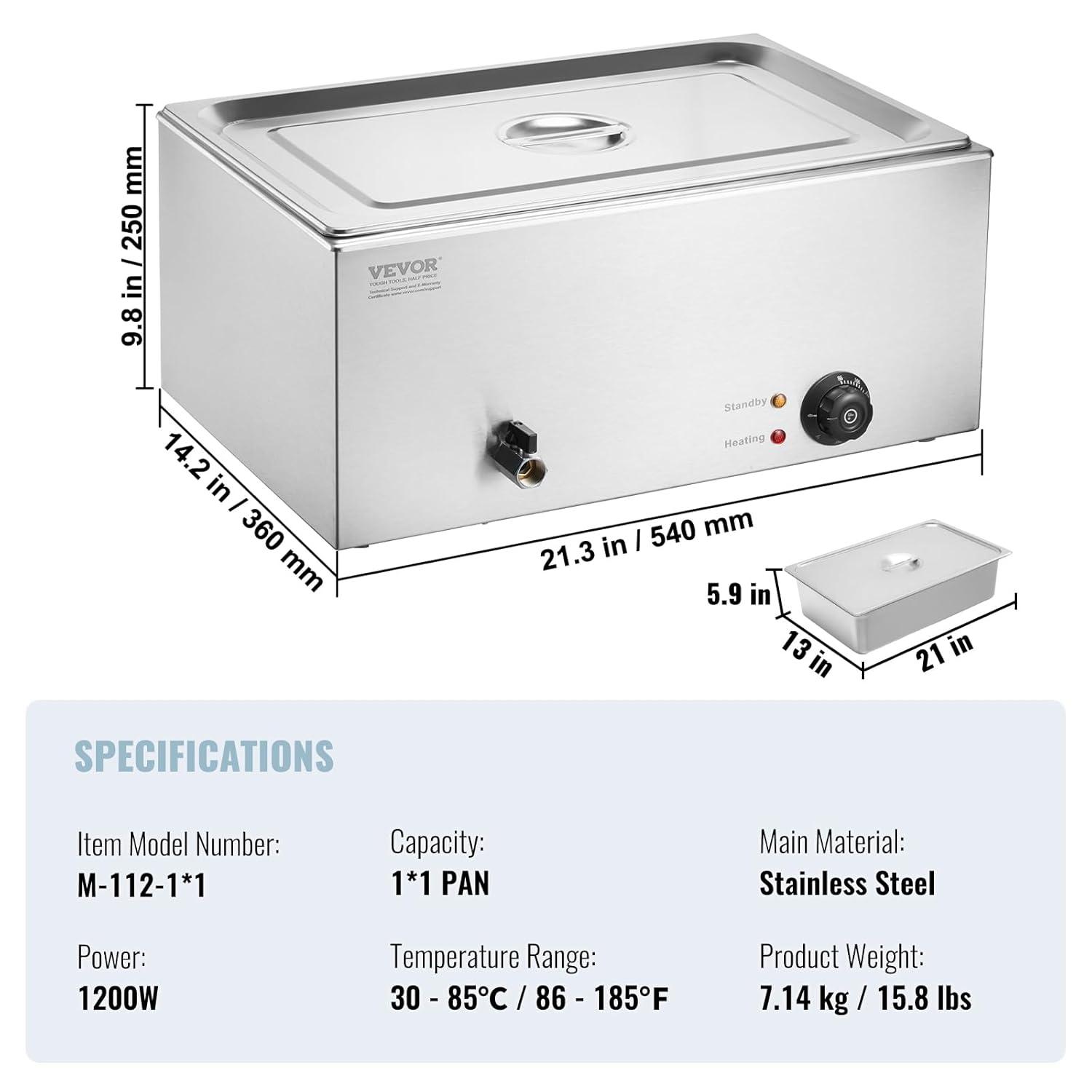 Latitude Run® Commercial Electric Food Warmer Countertop Buffet 1*19Qt Pan Bain Marie