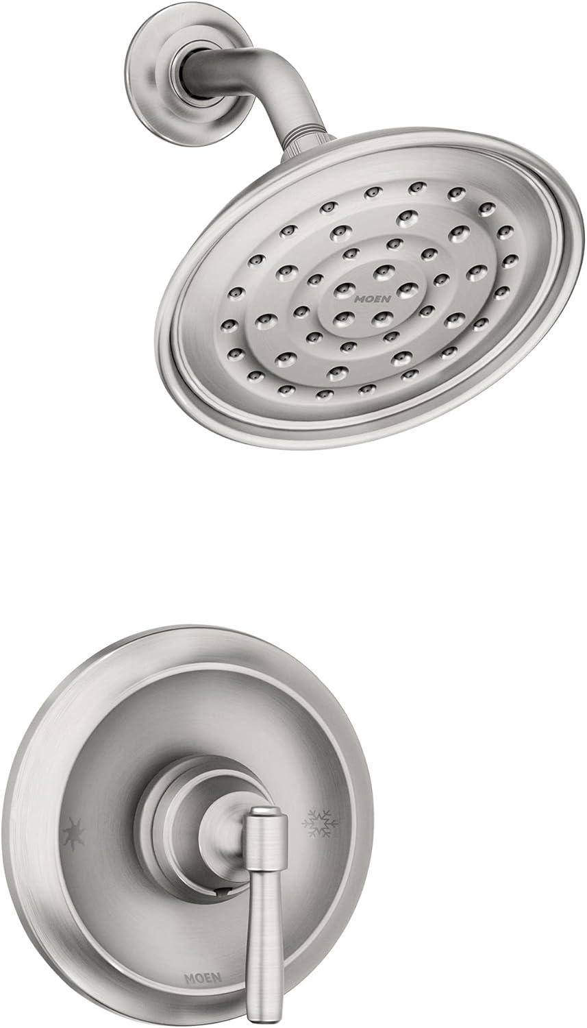 Moen Halle Brushed Nickel Shower Faucet Trim Set with Wide Showerhead