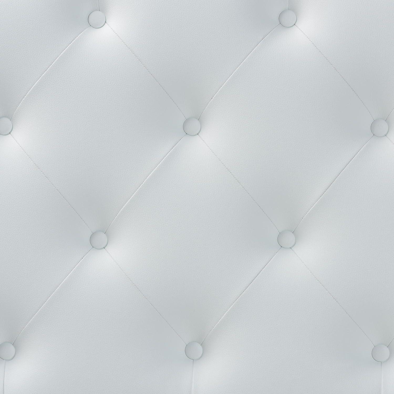 Full Myra Modern And Contemporary Faux Leather Upholstered Button-Tufted Scalloped Headboard White - Baxton Studio: Elegant Design, Wood Frame Mounted