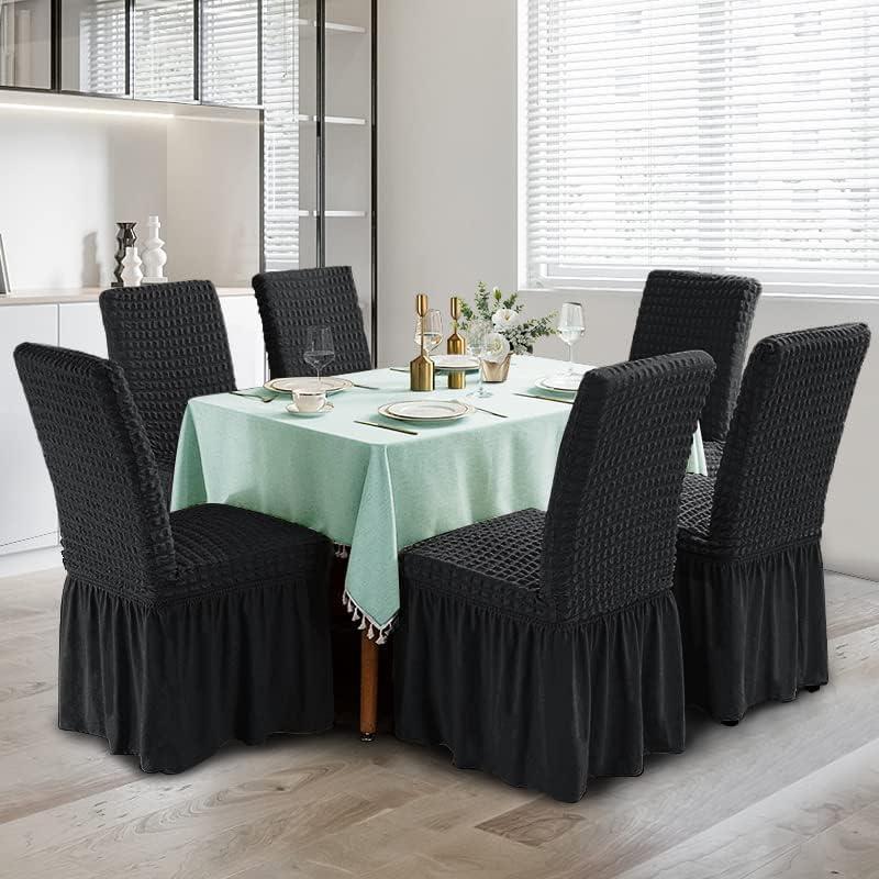 Black Stretch Spandex Dining Chair Cover with Skirt