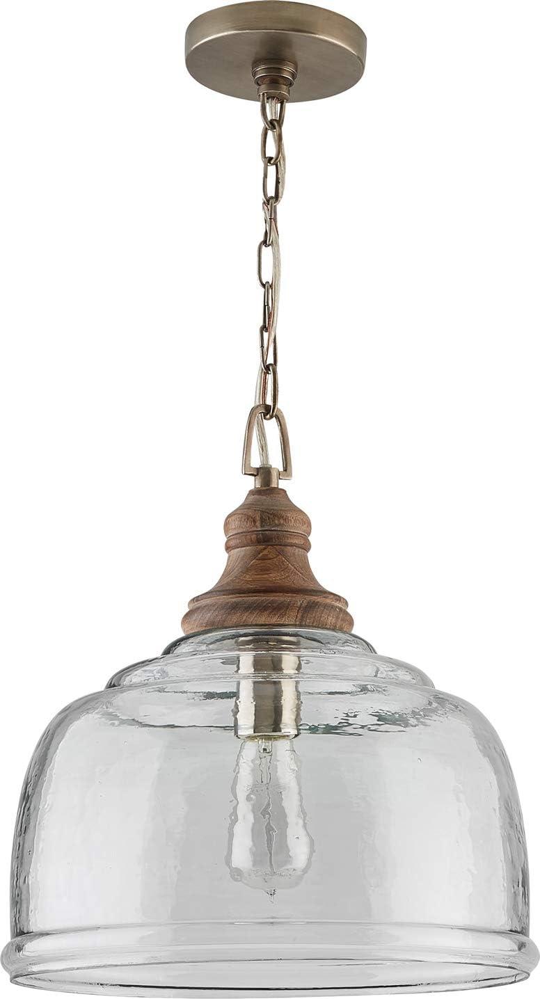 Grey Wash Rippled Glass Dome Pendant Light