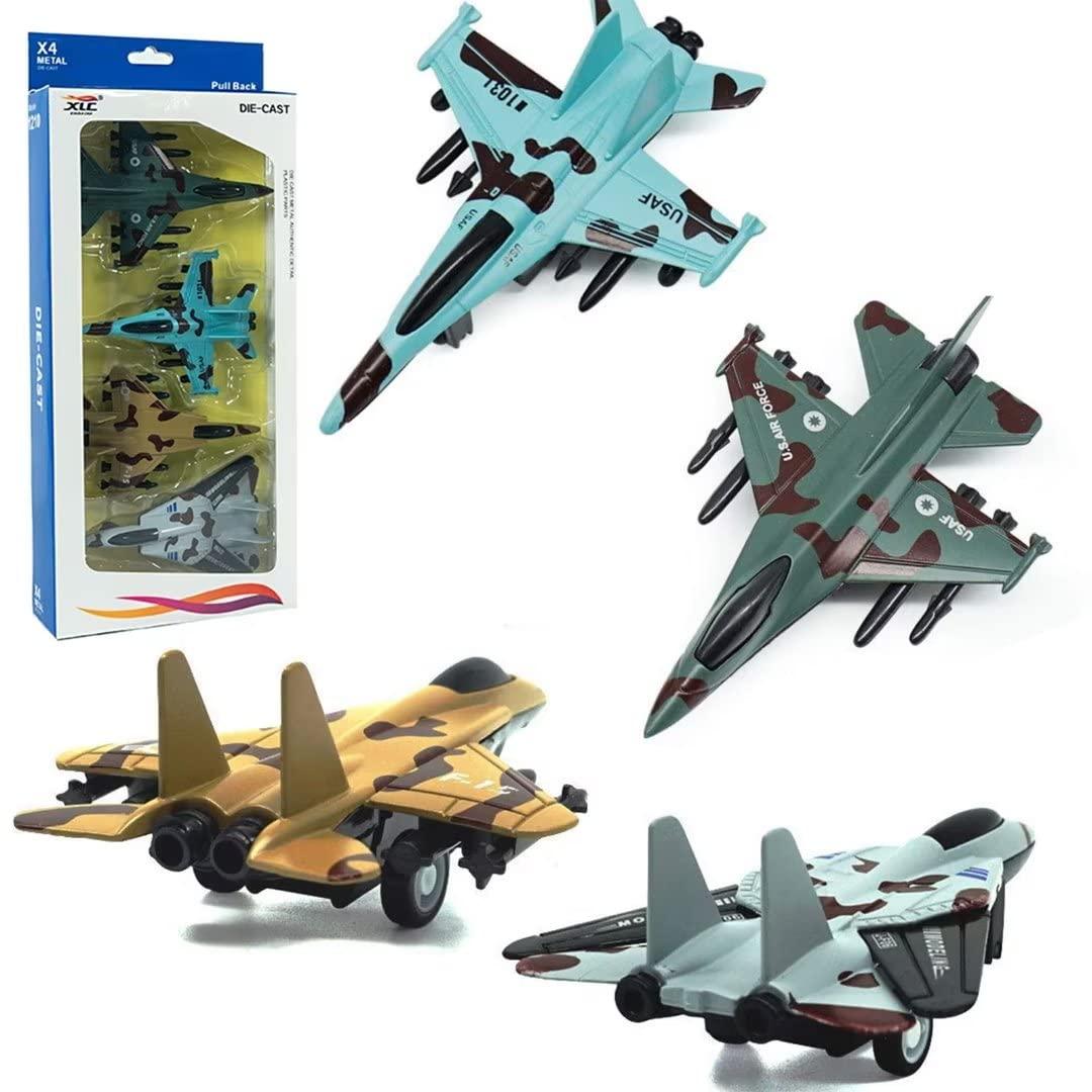 4PCS Diecast Fighter Jets Pullback Airplane Toys Military Plane Fighter Toys Alloy Mini Air Force Kids Playset Birthday Xmas Gifts for Boys and Girls