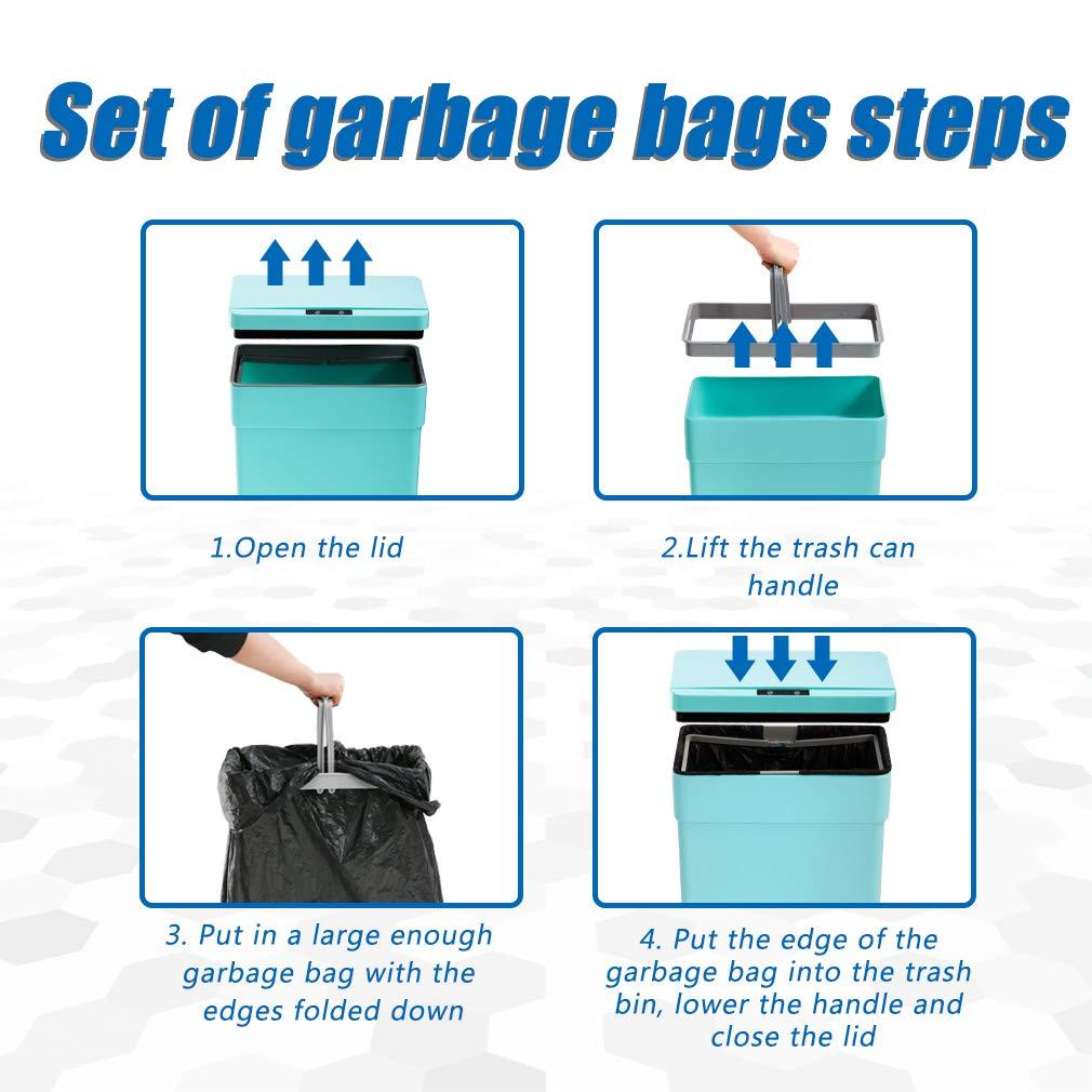 CL.HPAHKL Bote de Basura Automático sin Contacto de 13 Galones con Tapa, Bote de Basura de Cocina con Sensor de Movimiento de Plástico, Bote de Basura sin Contacto para Baño, Oficina, Hogar, Azul