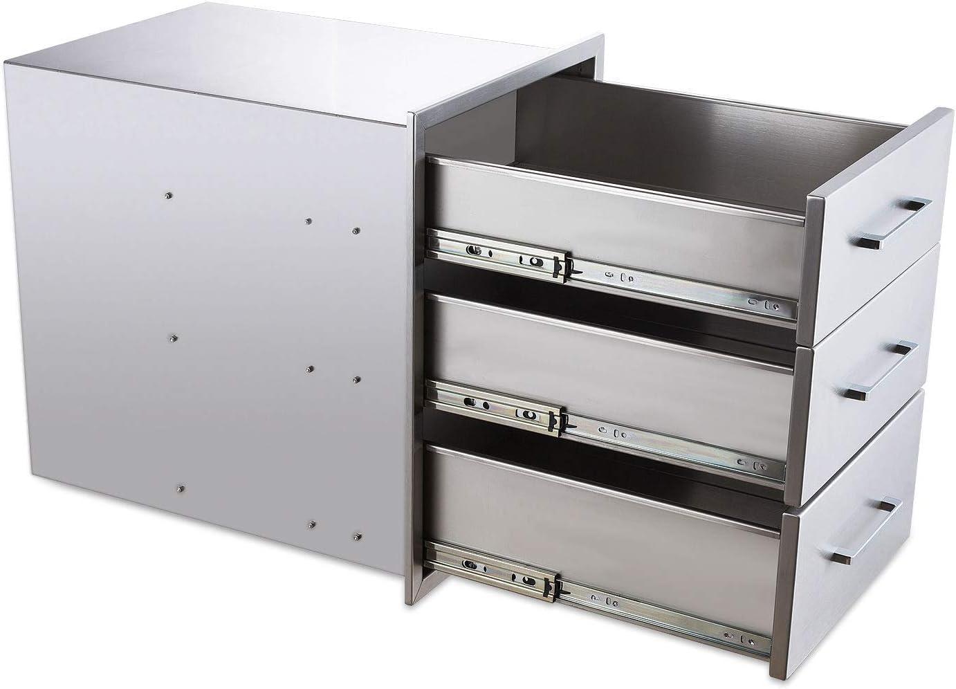 17W30H21D Inch Outdoor Kitchen Drawers Stainless Steel Double Drawer w/Paper Towel Holder Combo Works with Your Grilling or Prep Zones for Outdoor BBQ Island