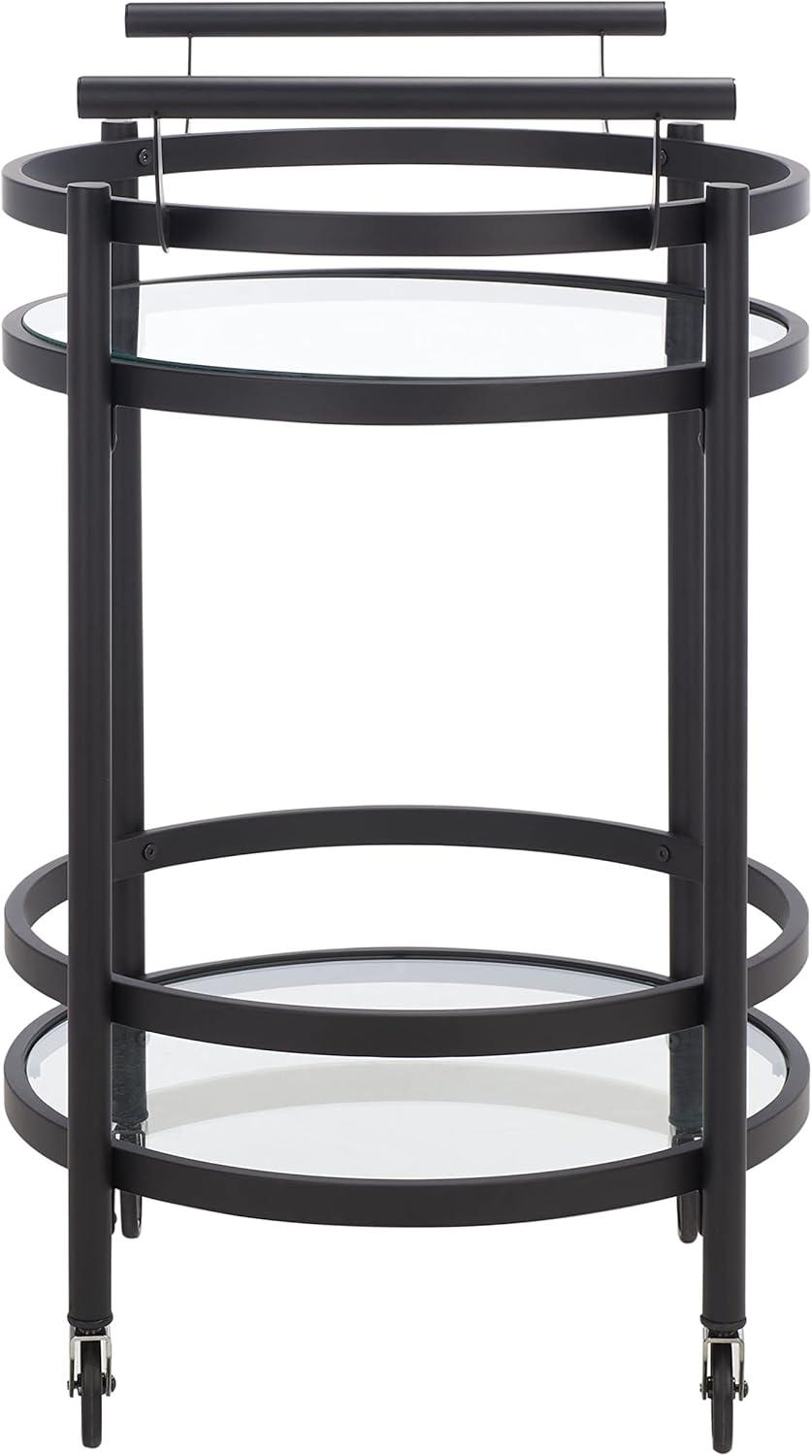 Sienna 2 Tier Round Bar Cart - Matte/Black - Safavieh