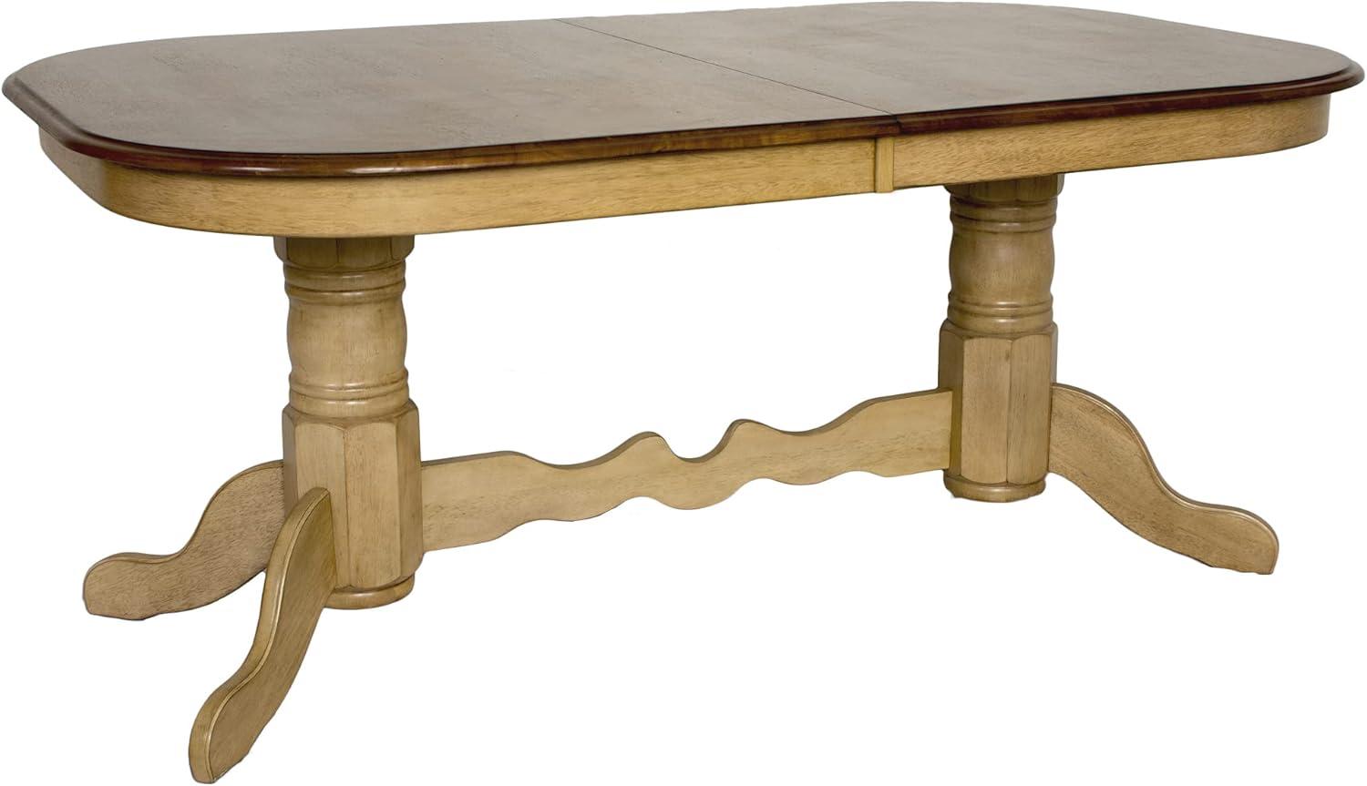 Traditional Farmhouse 96" Round Wood Extendable Dining Table