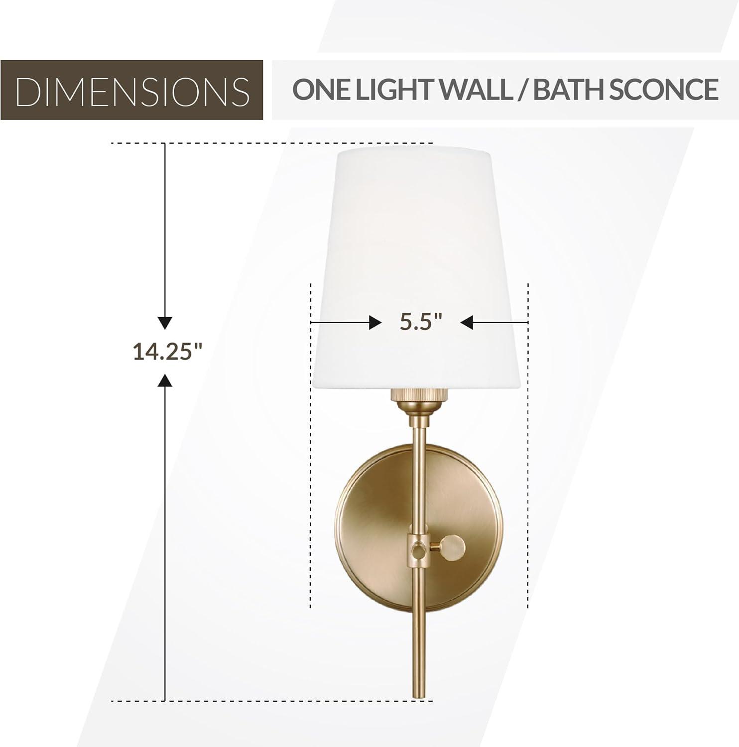 Generation Lighting 1-Light Baker Bath Fixture Wall Lamp Satin Brass 4187201-848 | Bathroom Light Fixture for Home Decor | Wall Sconce Vanity Light Fixture and Bathroom Accessory