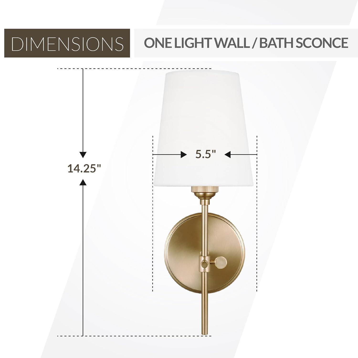 Generation Lighting 1-Light Baker Bath Fixture Wall Lamp Satin Brass 4187201-848 | Bathroom Light Fixture for Home Decor | Wall Sconce Vanity Light Fixture and Bathroom Accessory