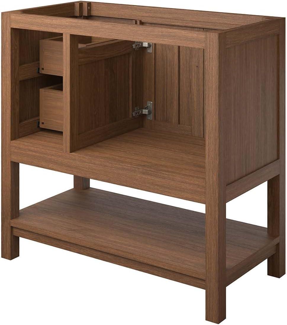 Modway Ashlyn 36” Wood Bathroom Vanity Cabinet (Sink Basin Not Included) in Walnut