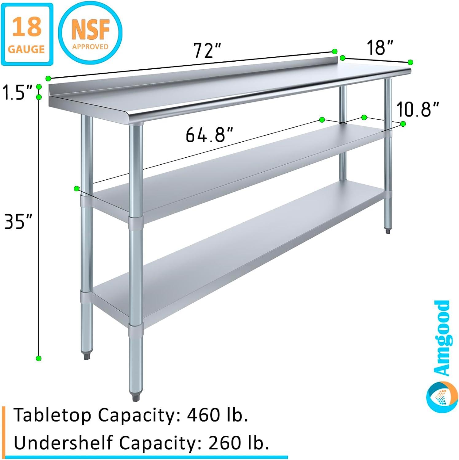 Stainless Steel Work Table with 2 Shelves