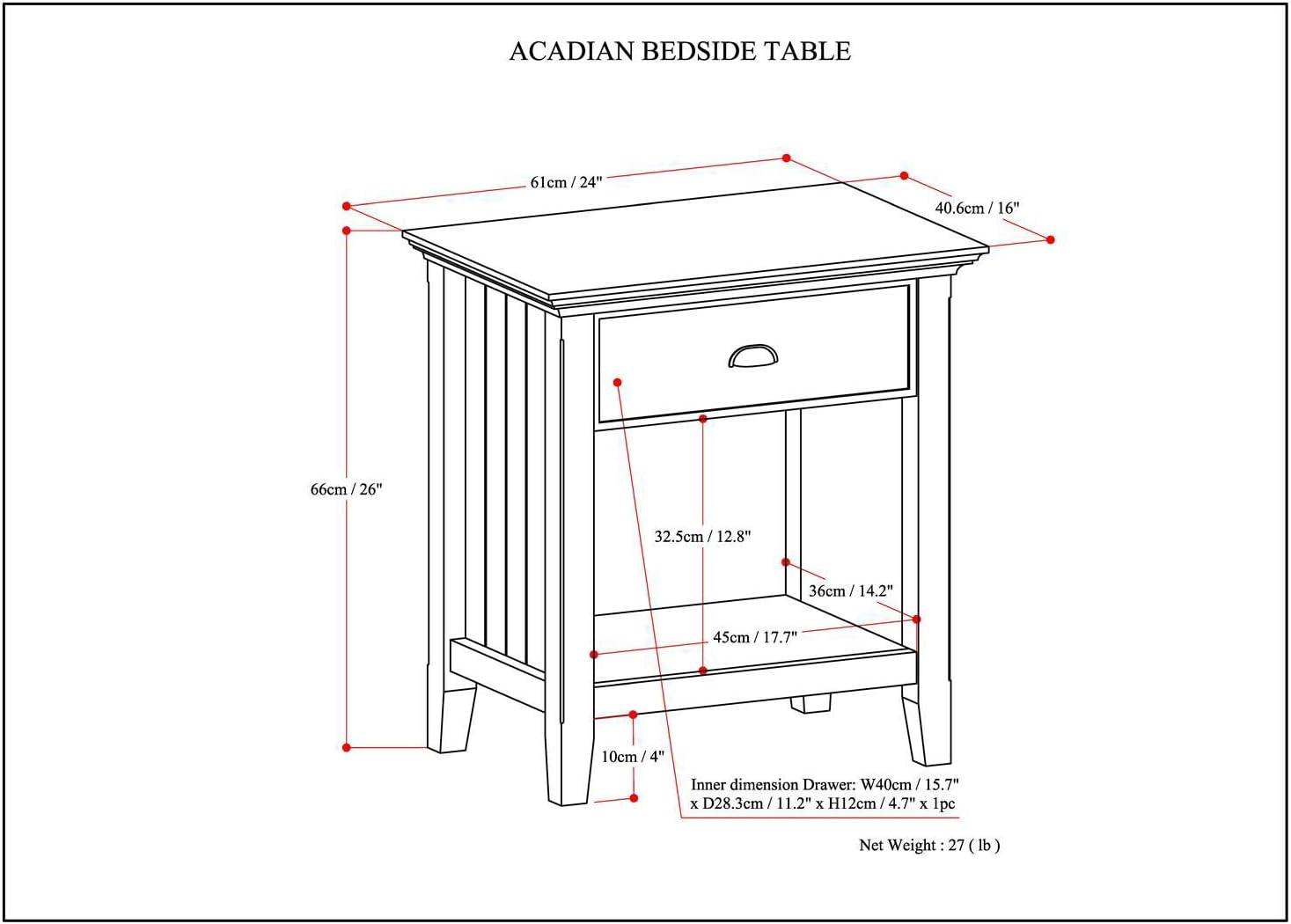 Simpli Home Acadian 24"W 1-Drawer Solid Wood Nightstand with Open Bottom Storage & Reviews | Wayfair