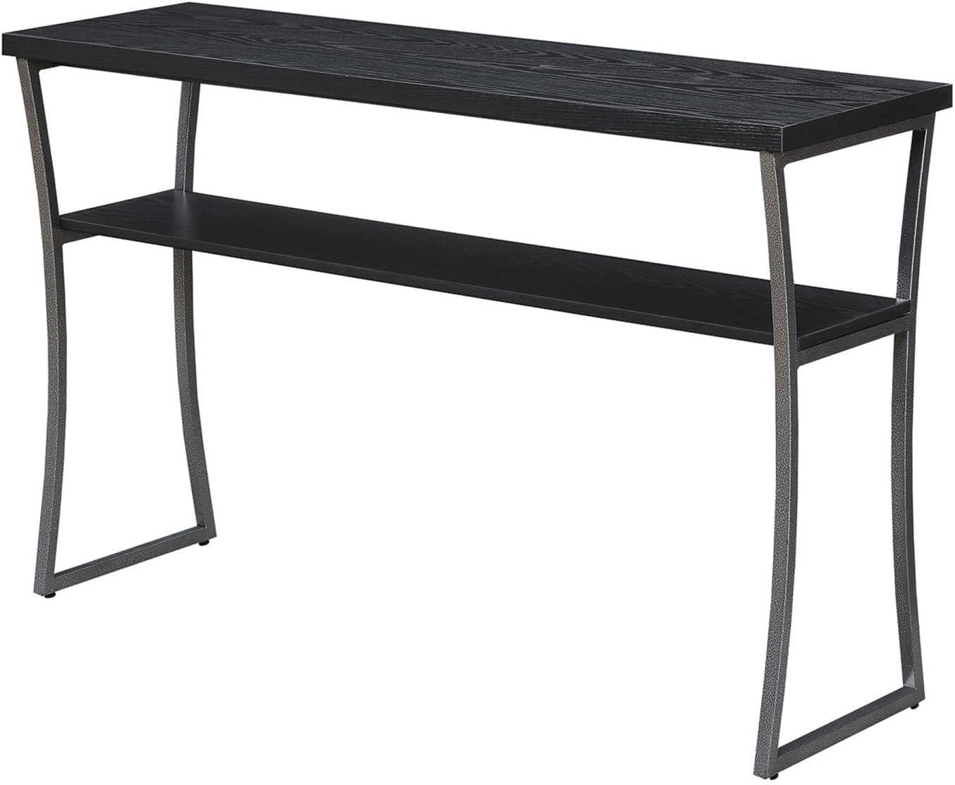 X-Calibur Black Woodgrain Console Table with Storage