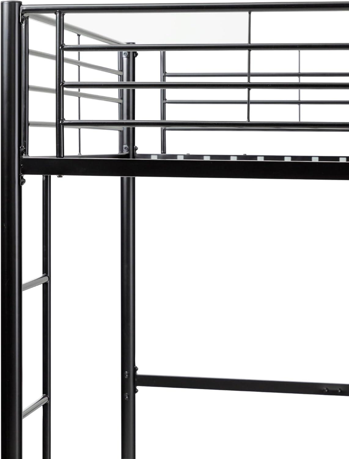 Metal Twin Loft Bunk Bed in Black