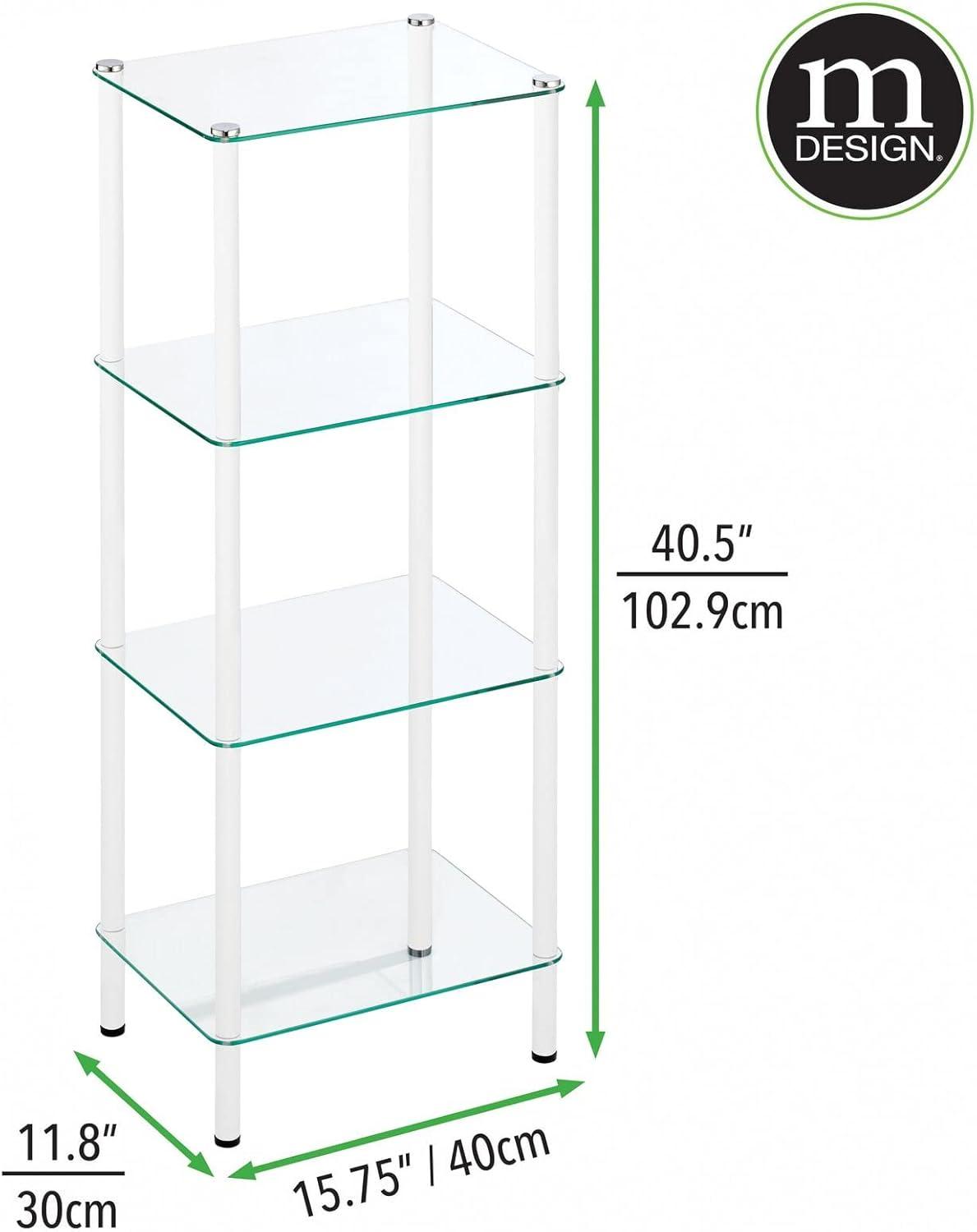 mDesign 4-Tier Glass/Metal Standing Shelf Organizer Display Unit