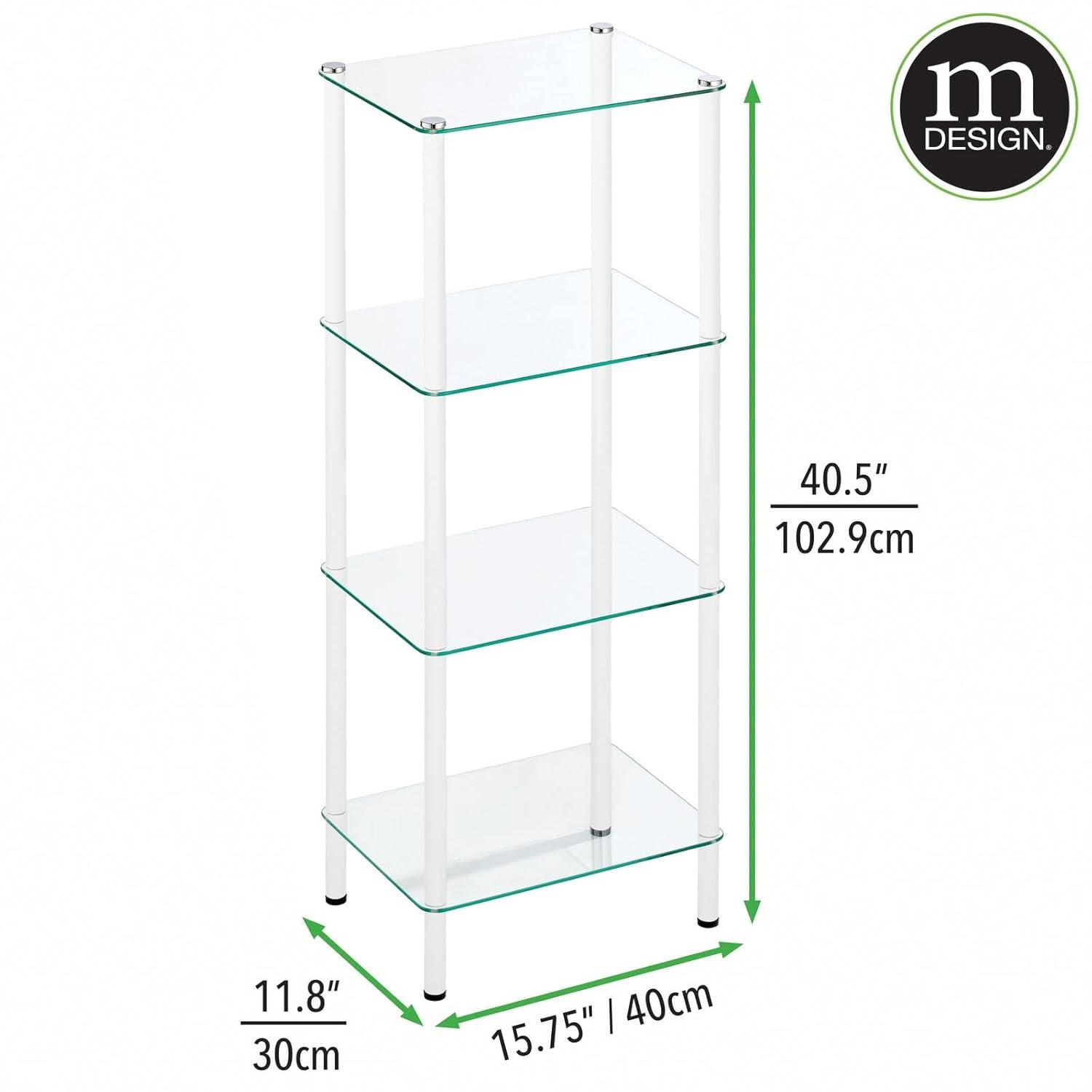 mDesign 4-Tier Glass/Metal Standing Shelf Organizer Display Unit