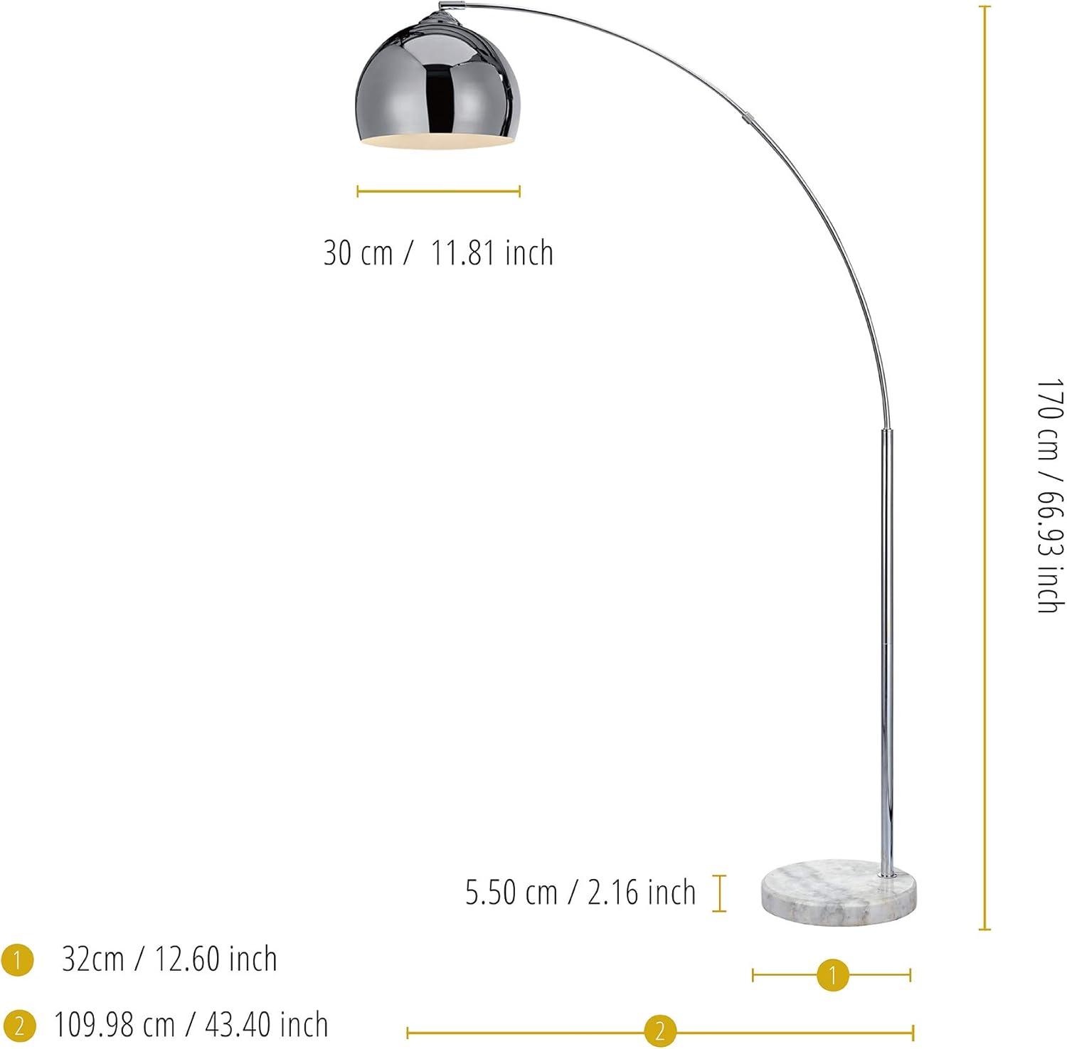 Chrome Arc Outdoor Floor Lamp with Faux Marble Base