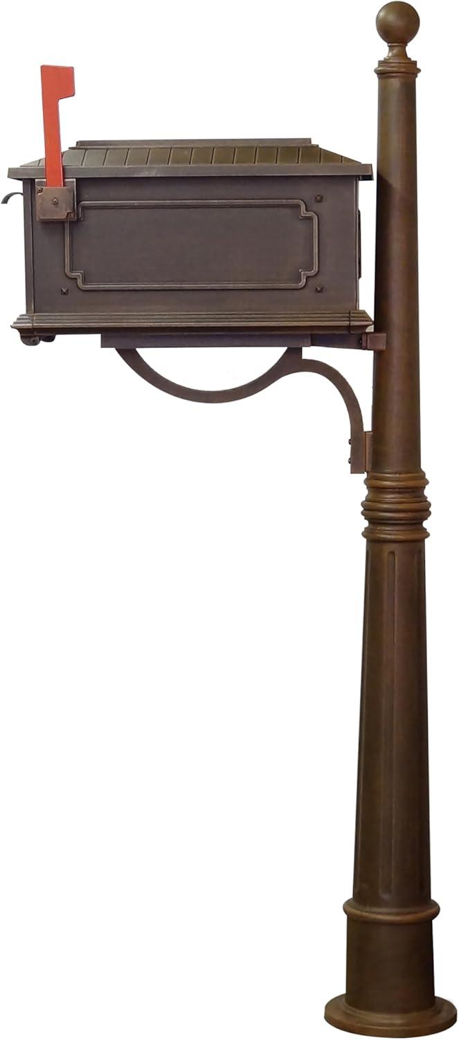 Outdoor Letter Holder Kingston Curbside Mailbox with Ashland Mailbox Post Unit - Copper