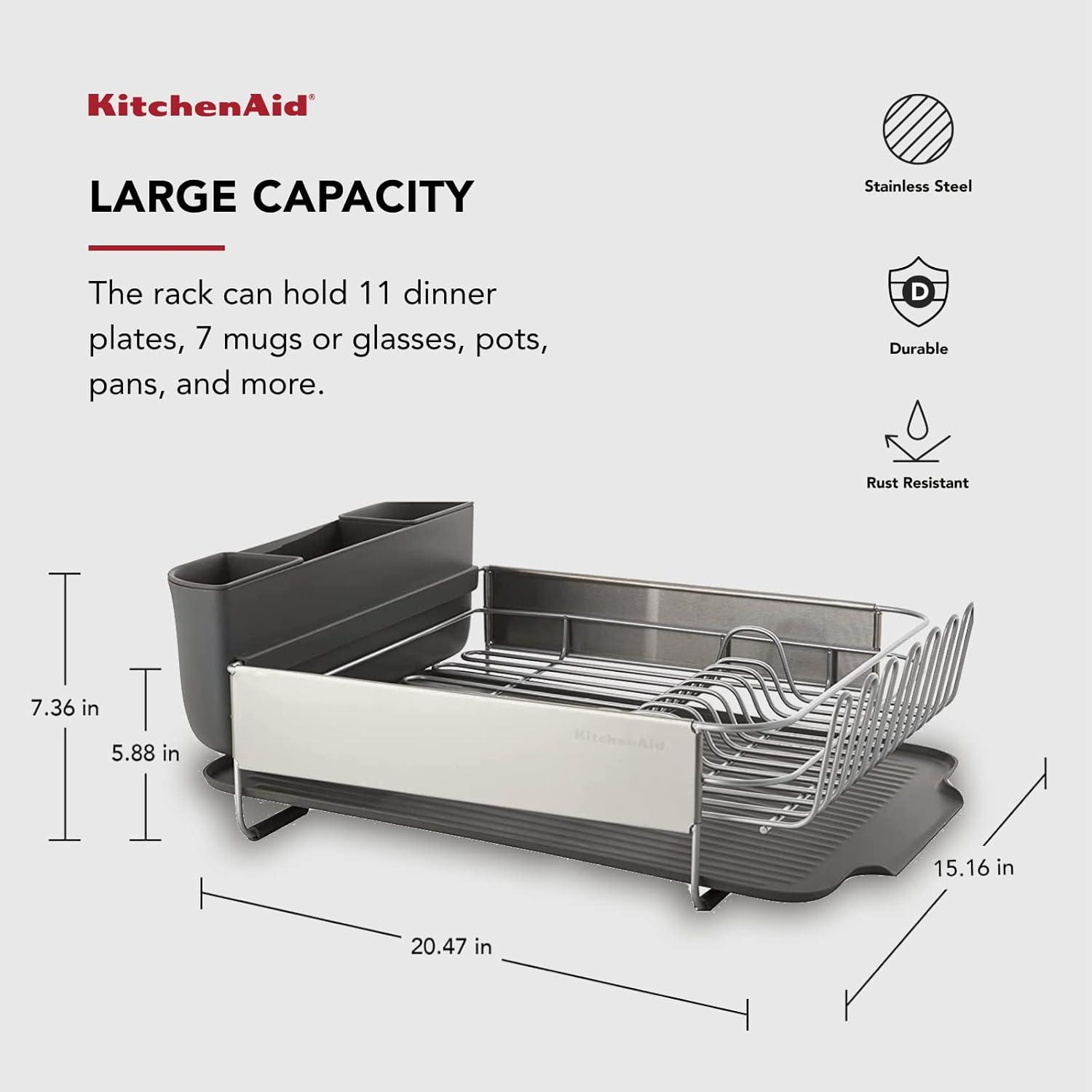 Gray Stainless Steel Large Expandable Dish-Drying Rack