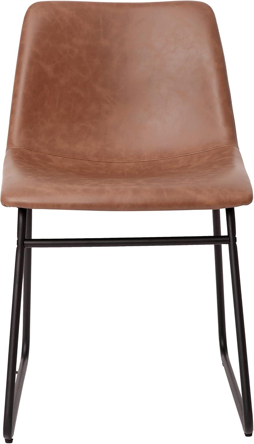 Flash Furniture Butler Faux Leather Dining Chair, Set of 2, Light Brown/Black