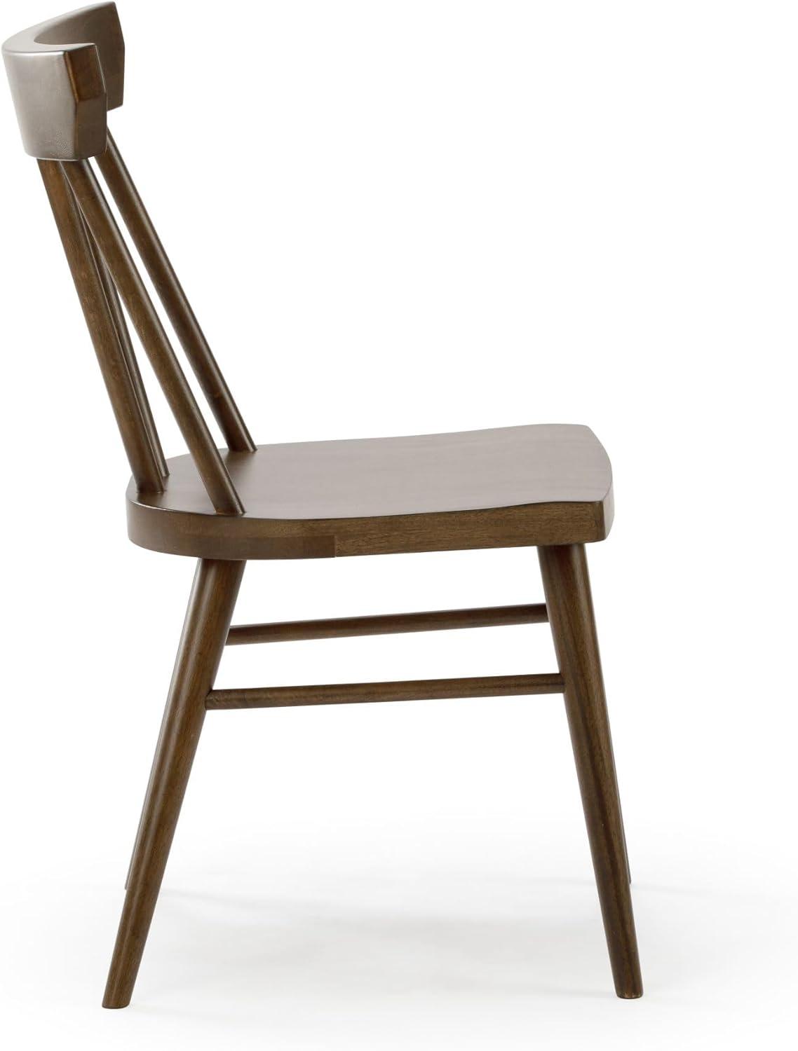 Plank+Beam Windsor Dining Chair Set of 2, Solid Wood Chairs for Kitchen, Office, Living Room,Walnut