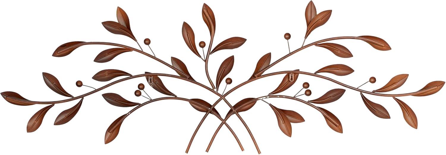 DecMode Brown Metal Leaf Wall Decor