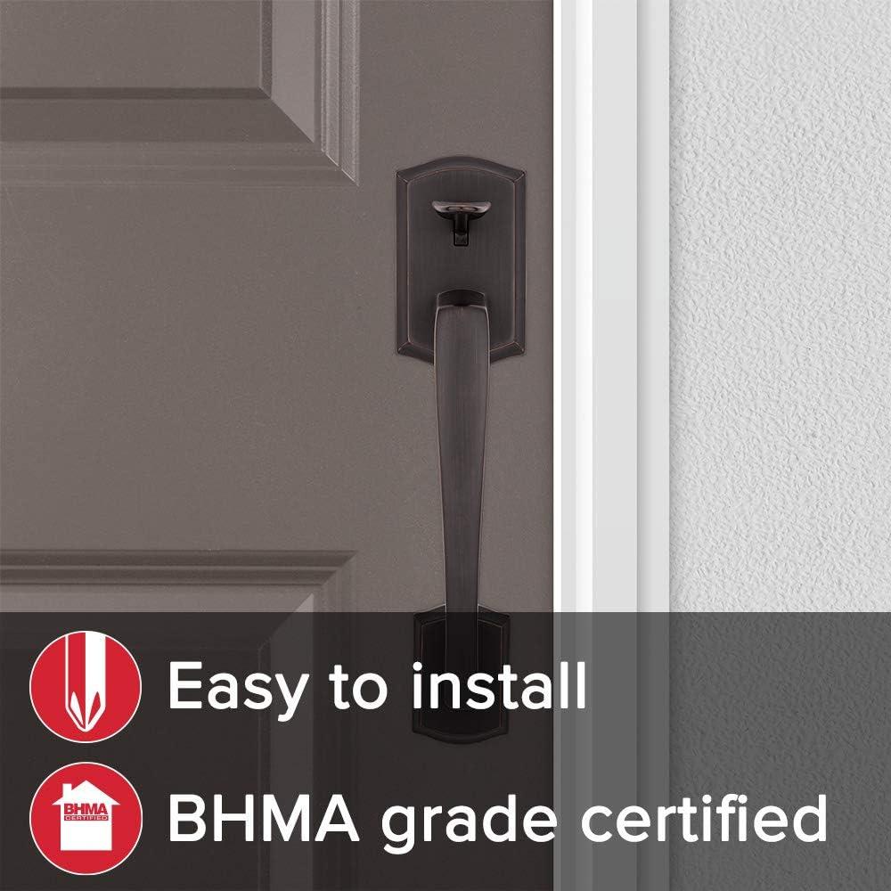 Kwikset Prescott Door Handleset Only with Tustin Door Handle in Venetian Bronze